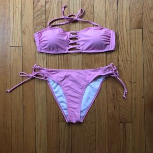 SWIM 2 piece bandeau side tie bikini NWOT